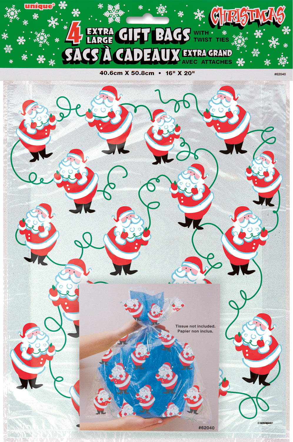 Cellophane Bag Santa 4ct