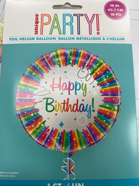 Rainbow Ribbon Birthday Foil 18”
