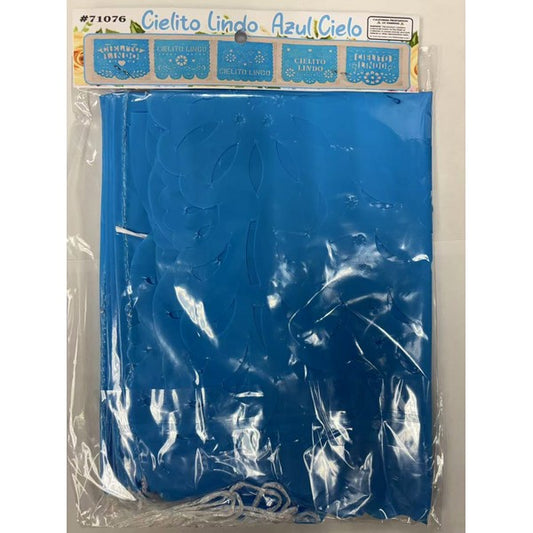 Blue Cielito Lindo papel picado banner, 10 flags