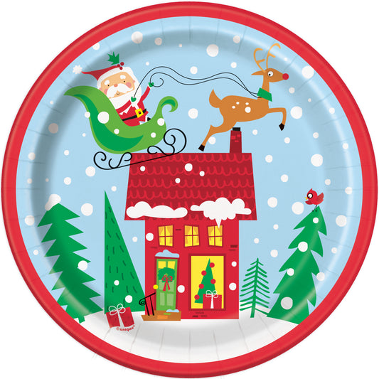 9" Plate Santa 8ct