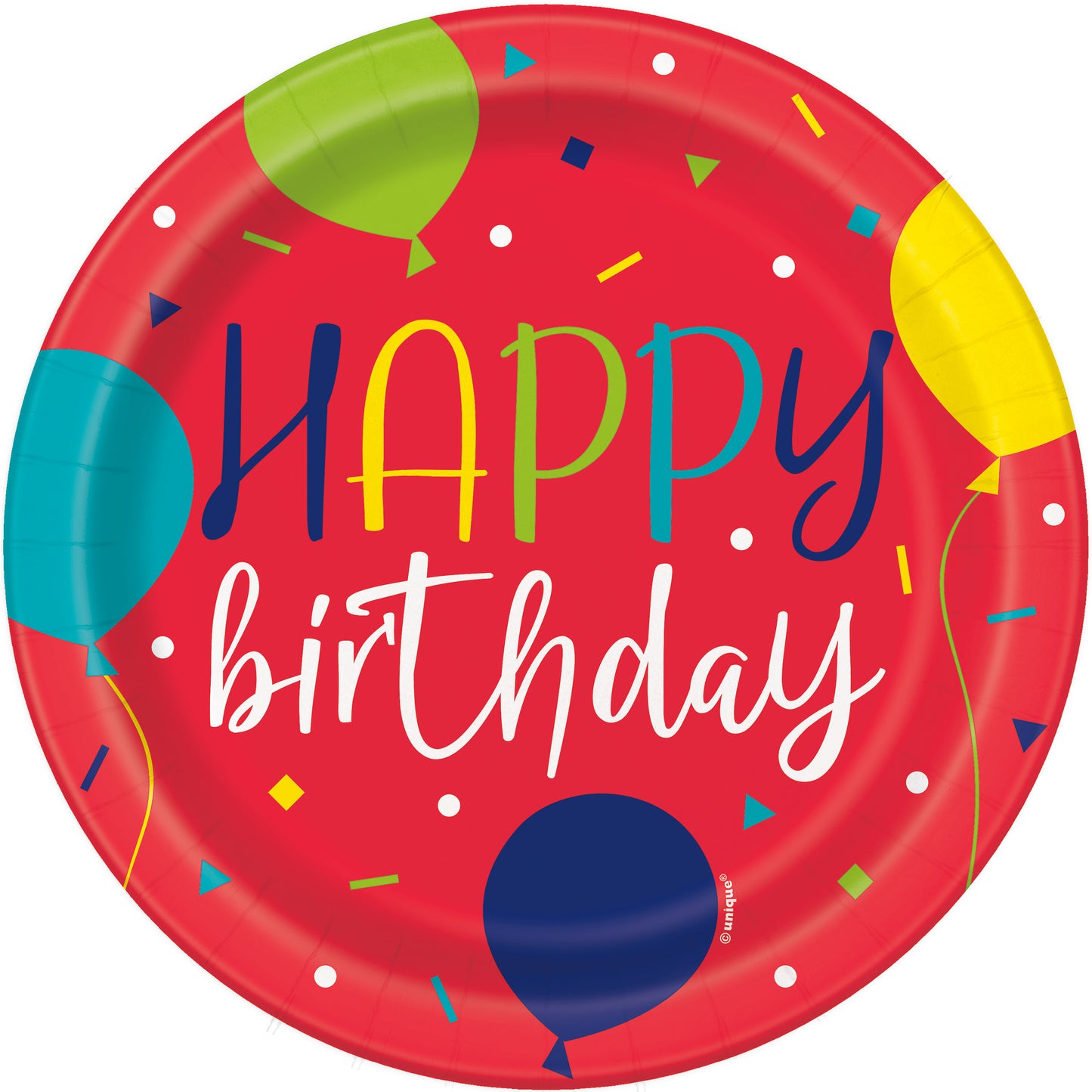 Platos de 7" para cumpleaños con globos, 8 unidades