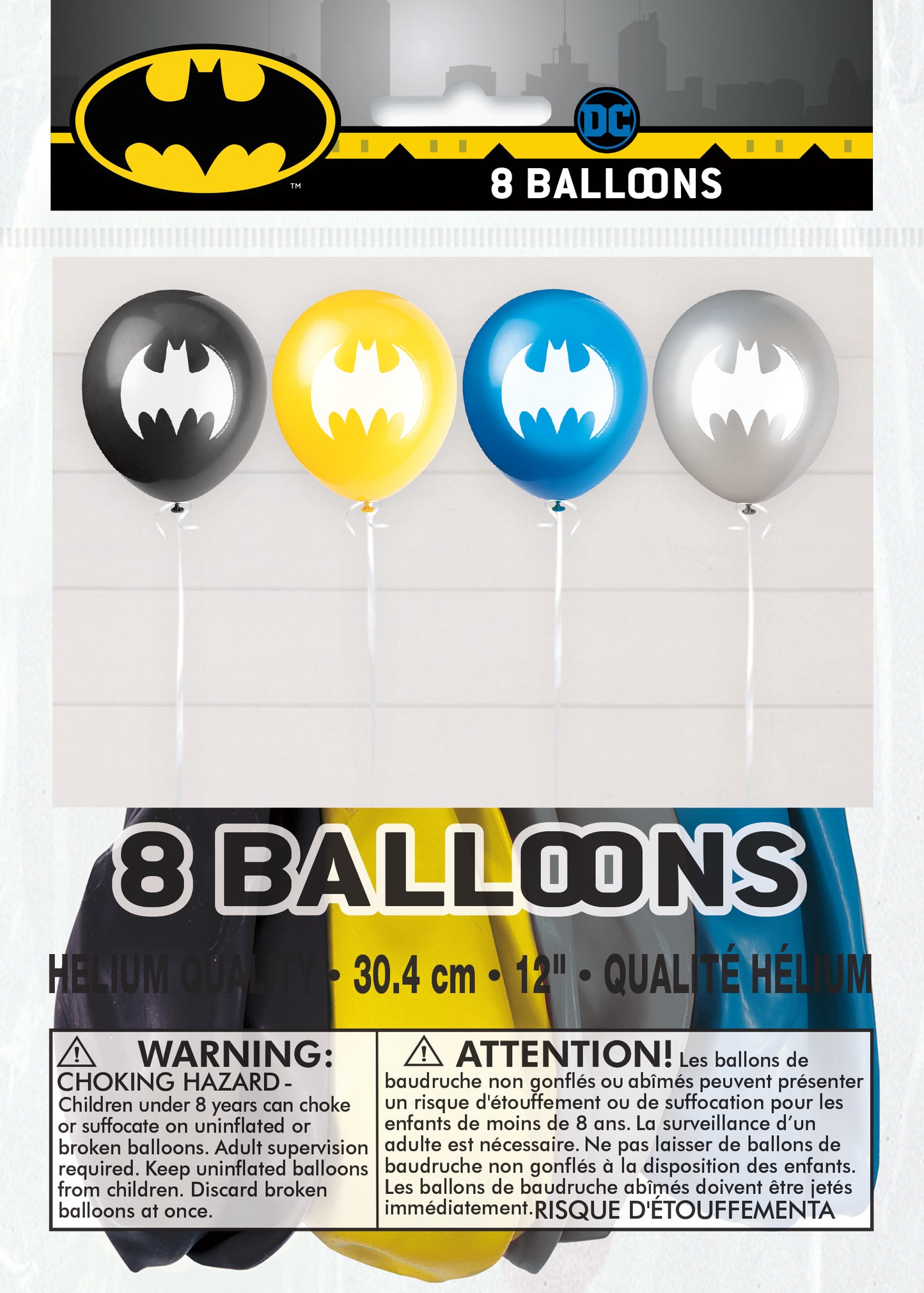 Batman Balloon 2s 8ct Latex Balloon 12"