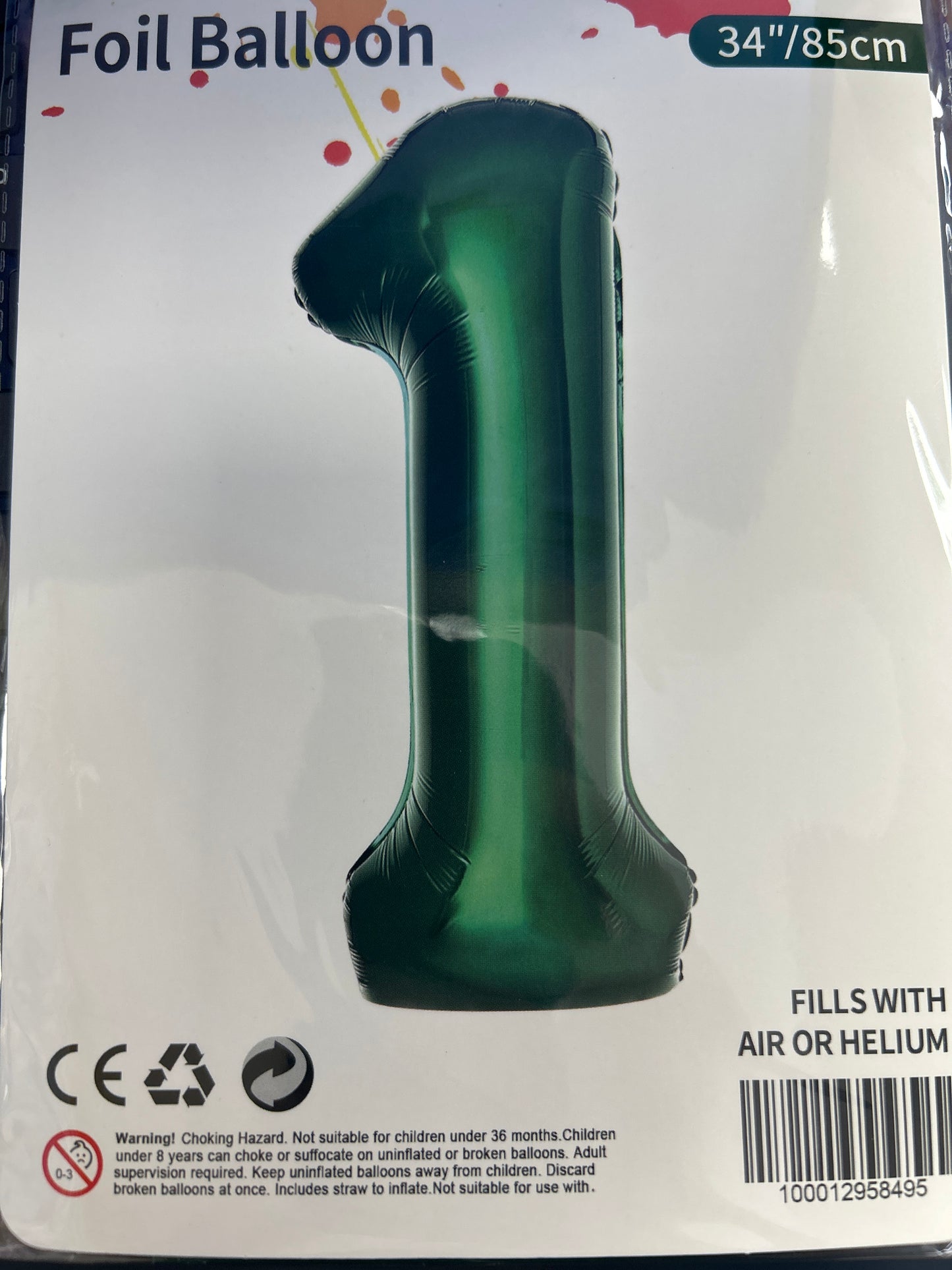 Emerald Green Number 1 Balloon Foil Balloon 34"