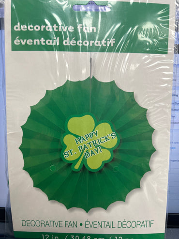 Abanico de papel de 12 pulgadas con diseño del Día de San Patricio
