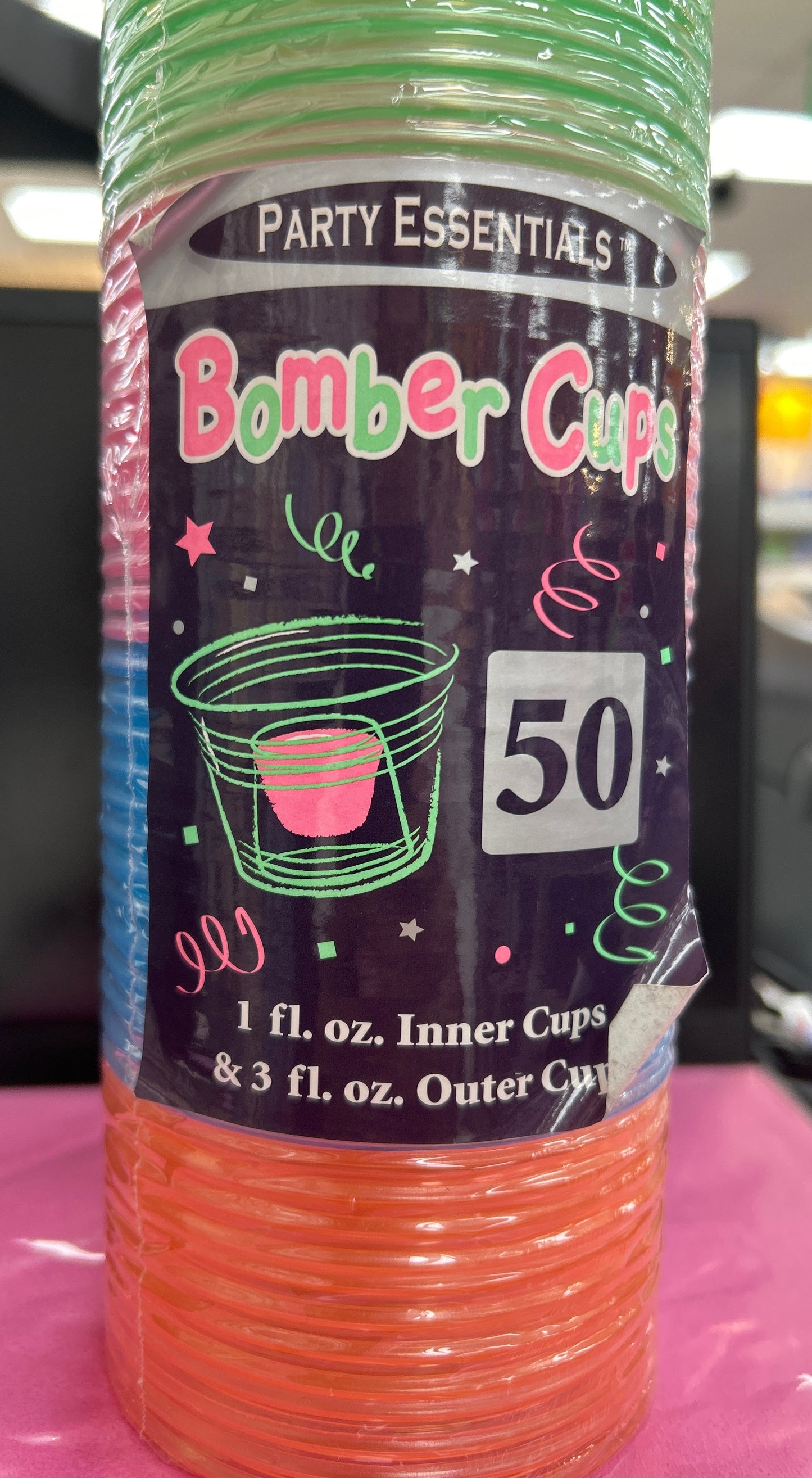 3oz Neon Assorted 50ct bomber Cup