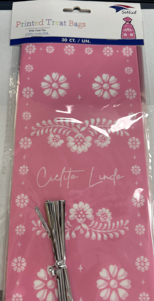 Pink Cielito Lindo cellophane bags, 30-piece set