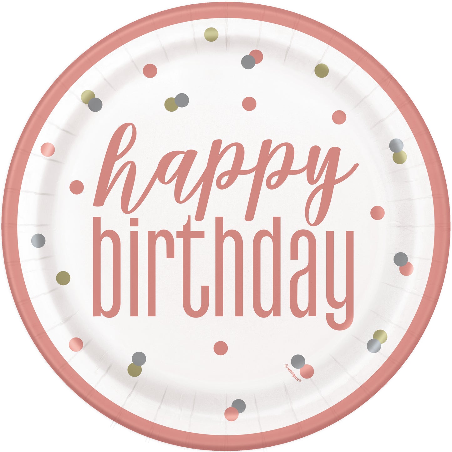 9" Plate Birthday Rose Gold 8ct