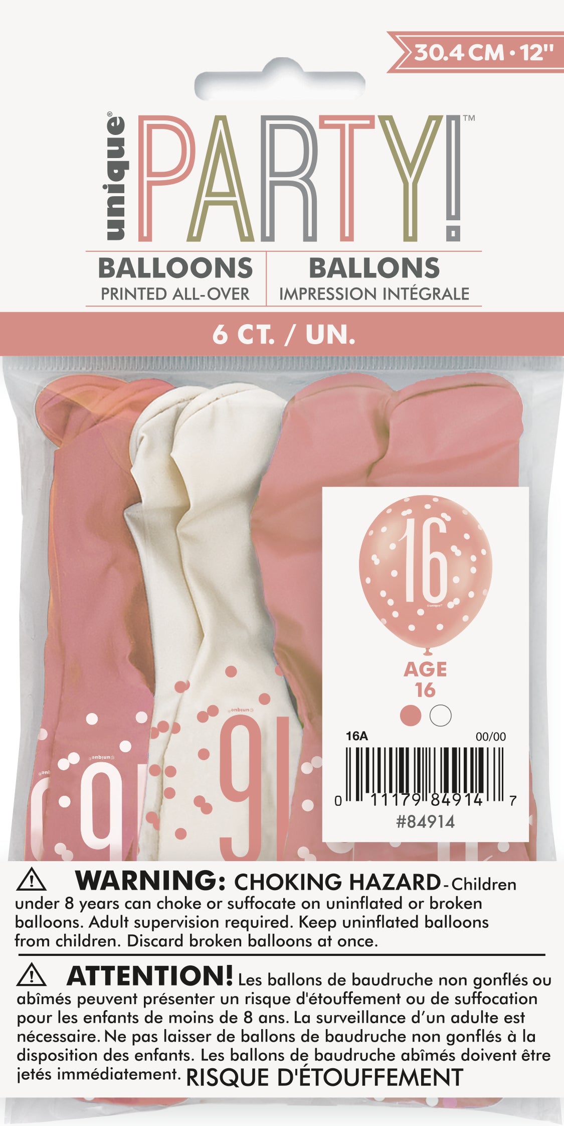 Sweet 16 6ct Latex Balloon 12"