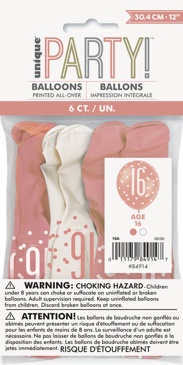 Sweet 16 6ct Latex Balloon 12"