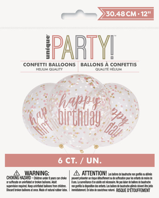 Confetti Happy Birthday 6ct Latex Balloon 12"