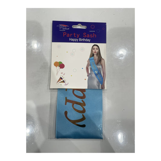 Party Sash Happy Birthday Light Blue