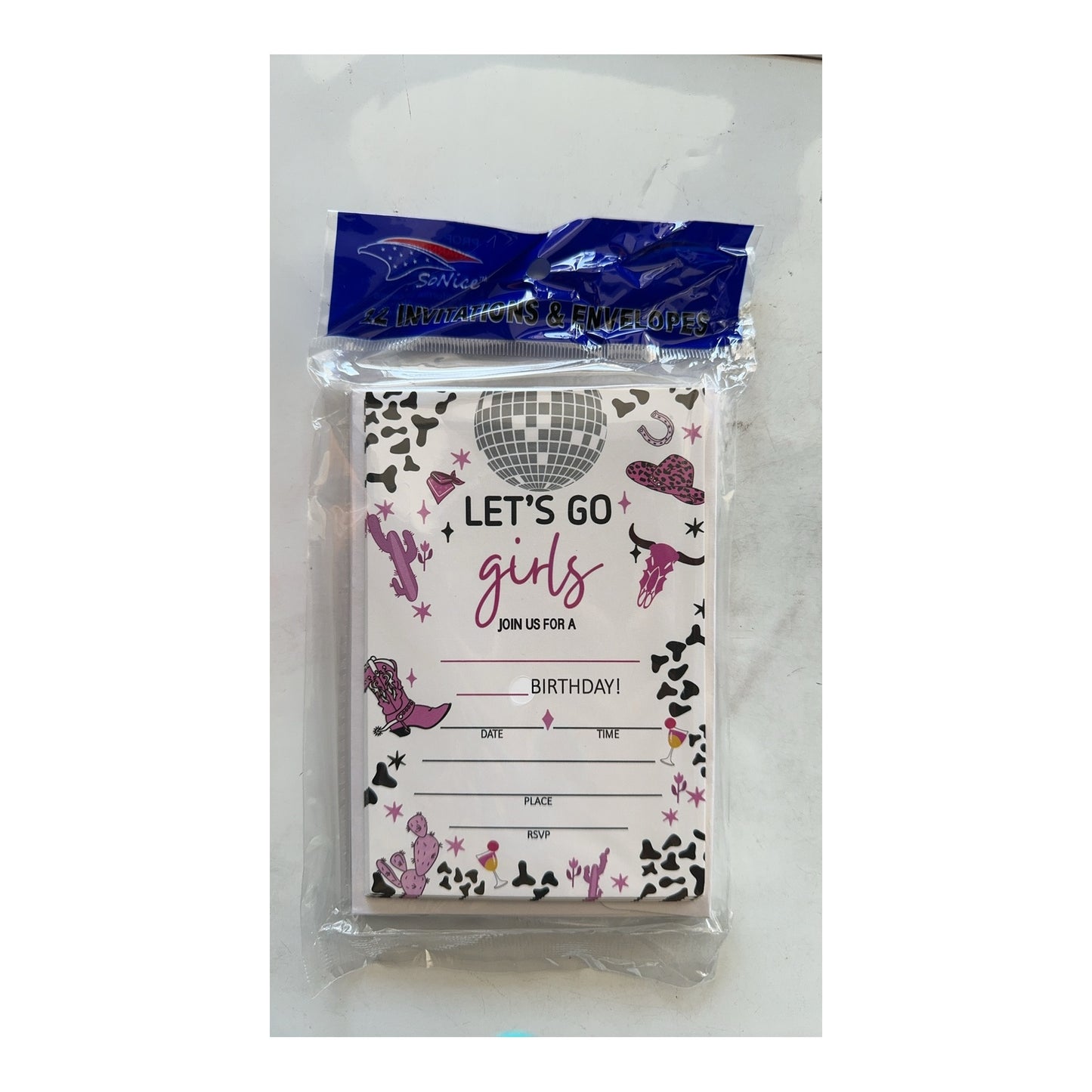 12 ct Invitation Card & Enverlope Cowgirl 96Pk/Cs