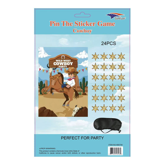 Pin The Tail Game Cowboy 96Pc.Cs