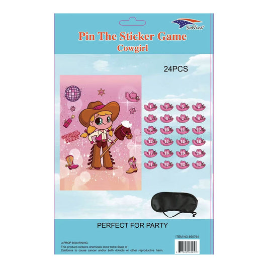 Pin The Tail Game Cowgirl 96Pc.Cs