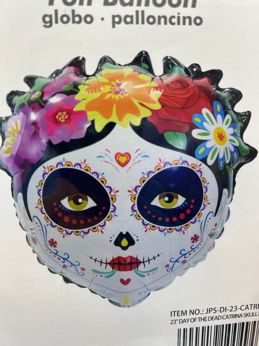Day Of The Dead Catrina Skull Foil Balloon 23"