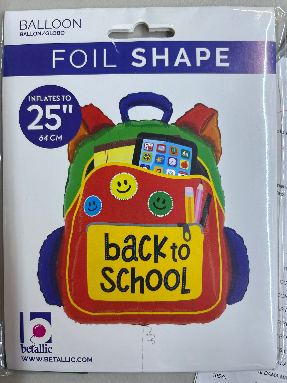 25" Back to School Backpack Foil Balloon