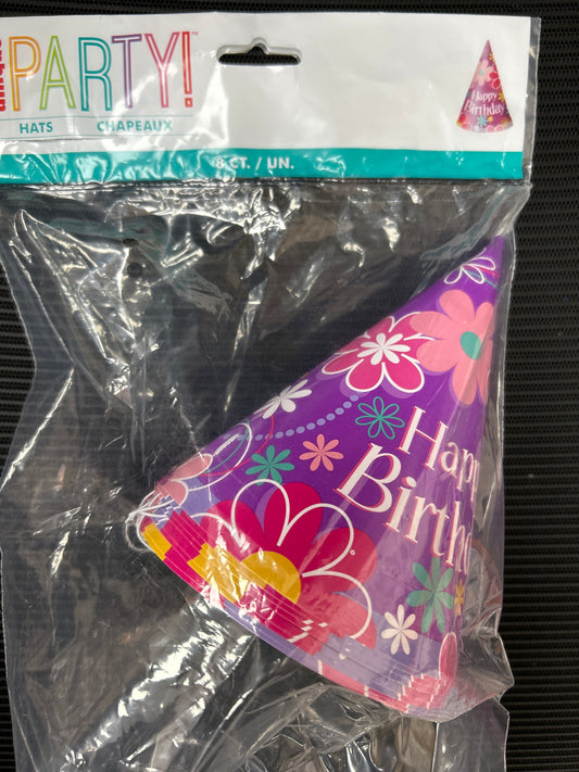 Sombreros de Fiesta Flores de Cumpleaños 8 piezas