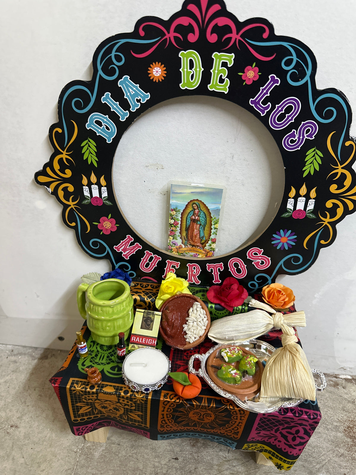 Dia De Los Muertos Large Table Virgin Mary