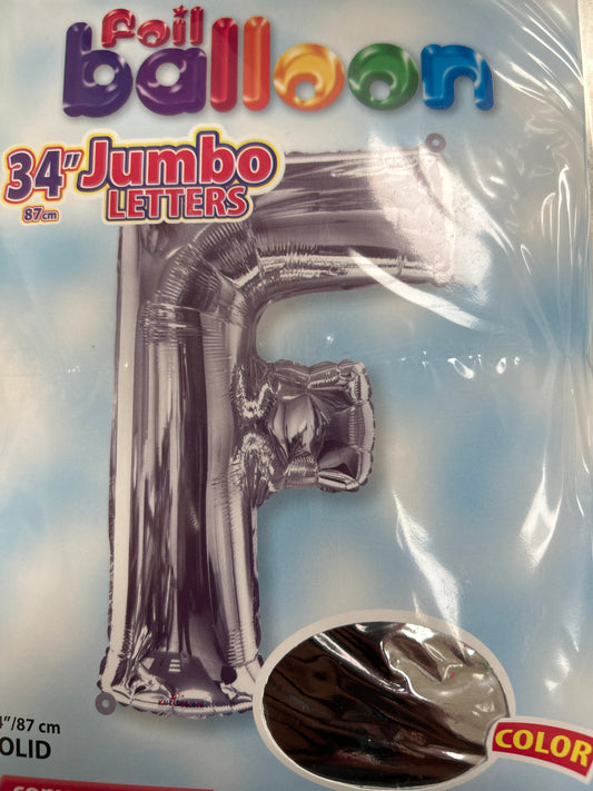 34” Silver Letter ‘F’ Balloon