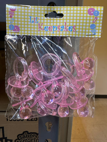 Plastic Filler Pacifier Pink 12pc