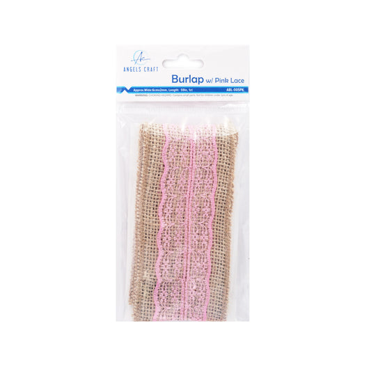 Burlap Fabric Lace Pink