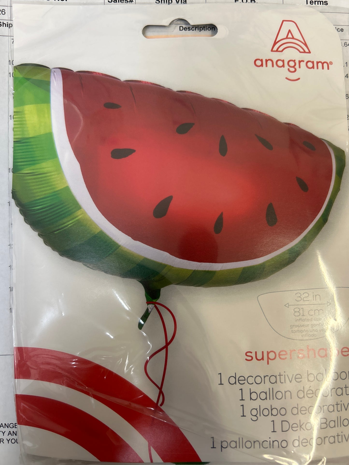 Supershape Watermelon Foil Balloon