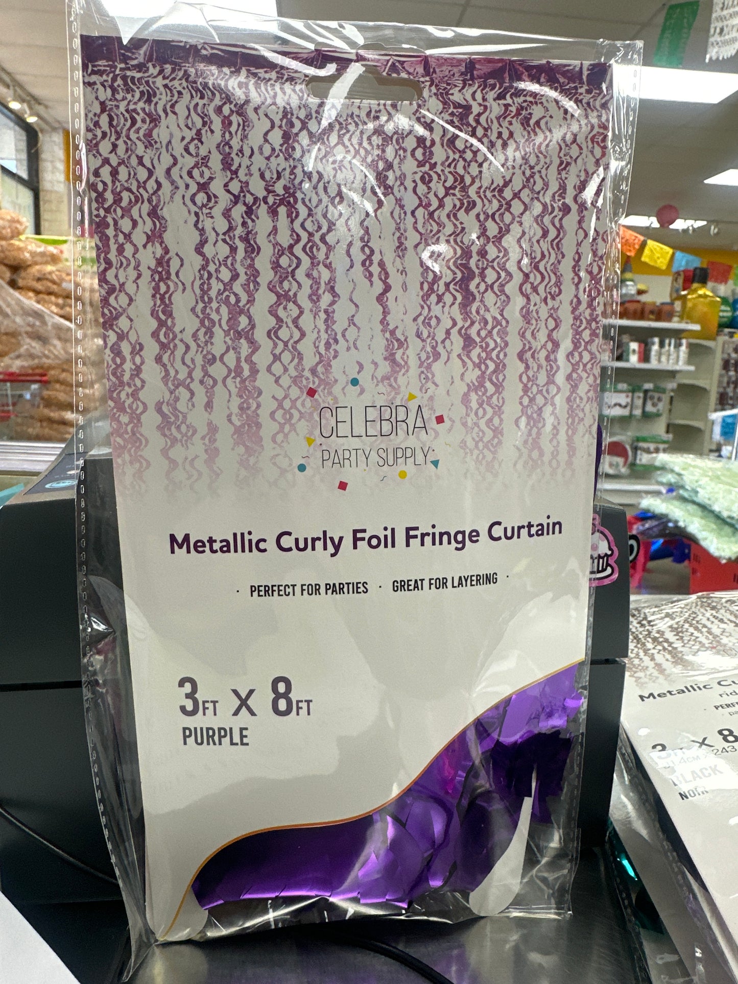 Cortina de Papel Metálico Rizado Morado