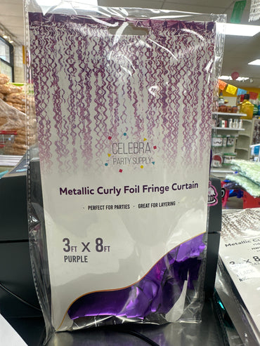 Cortina de Papel Metálico Rizado Morado