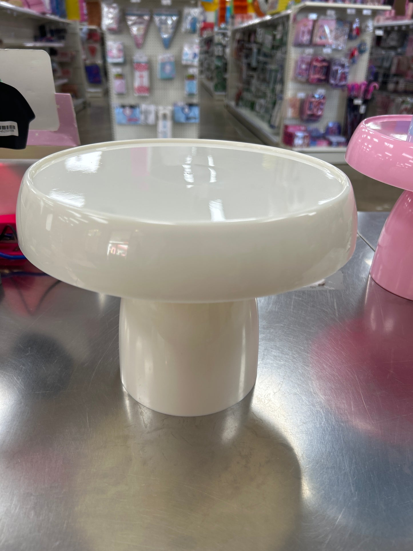 Soporte de plástico blanco para dulces con forma de hongo