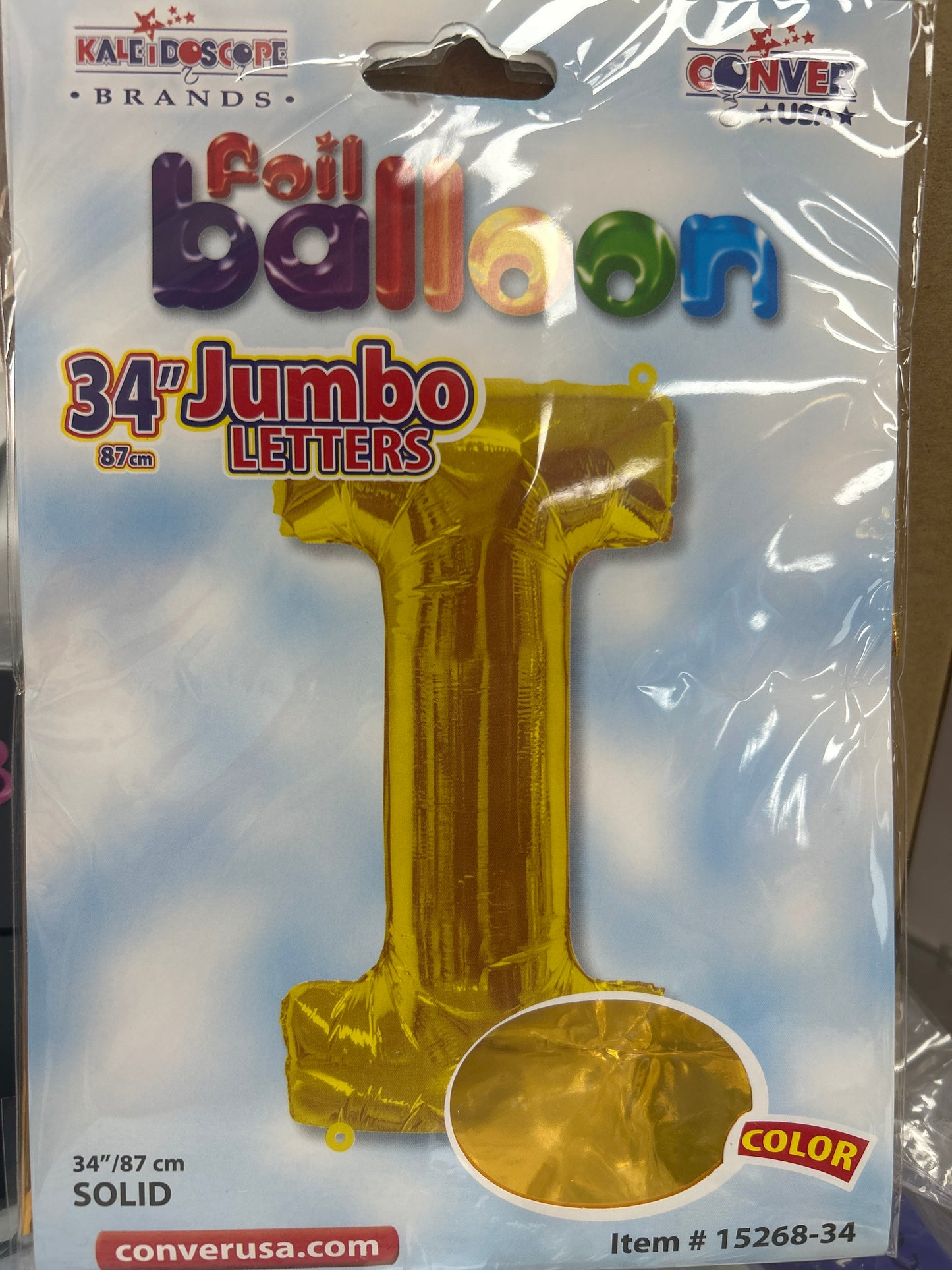 Globo dorado de 34" con la letra "I"