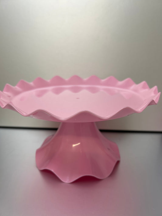 Plastic Ruffle Edge Treat Stand-Pink