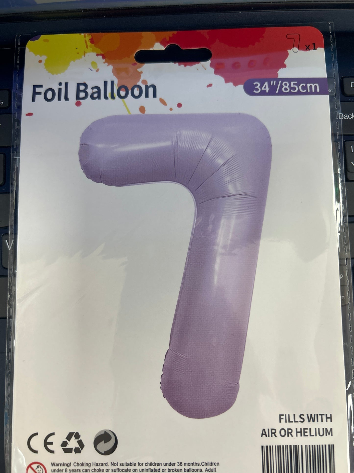 Globo de aluminio número 7 lavanda mate de 34"