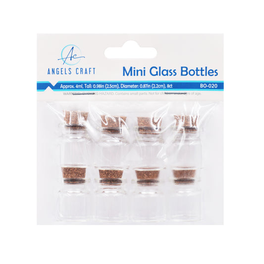 1" Glass Bottle/Cor Top 8ct