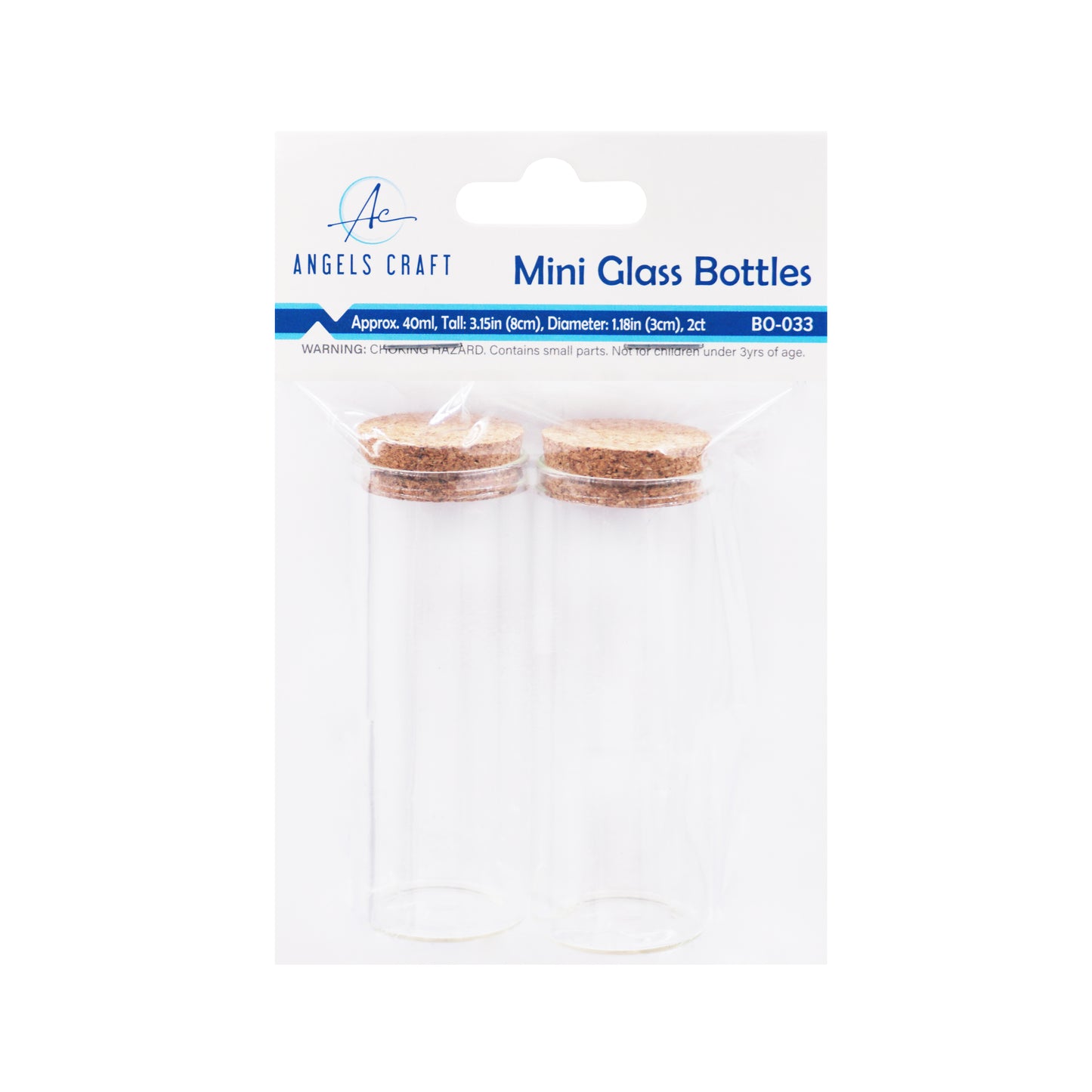 Glass Round Bottle/Cor Top 2ct