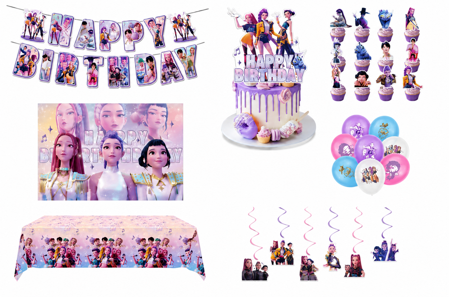K-Pop Demon Hunter Party Supply Set 7pc