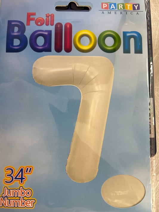 Cream Number 7 Balloon Foil Balloon 34"
