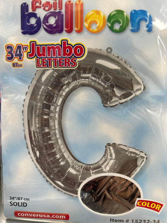 34” Silver Letter ‘C’ Balloon