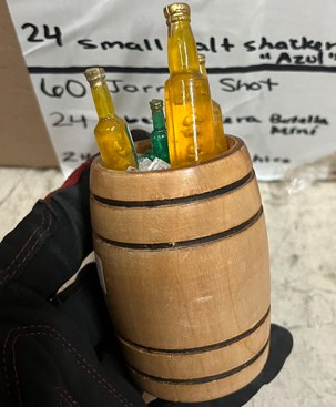 Mini Wood Bucket with Bottle