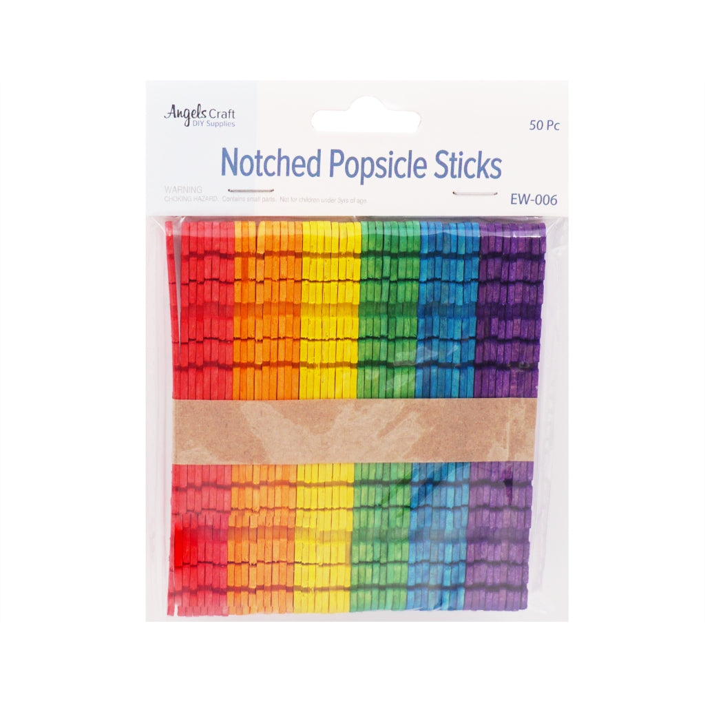 Popsicle Notched Sticks Assorted Colors