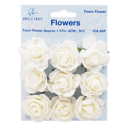 1.5" Foam Flower White 9ct