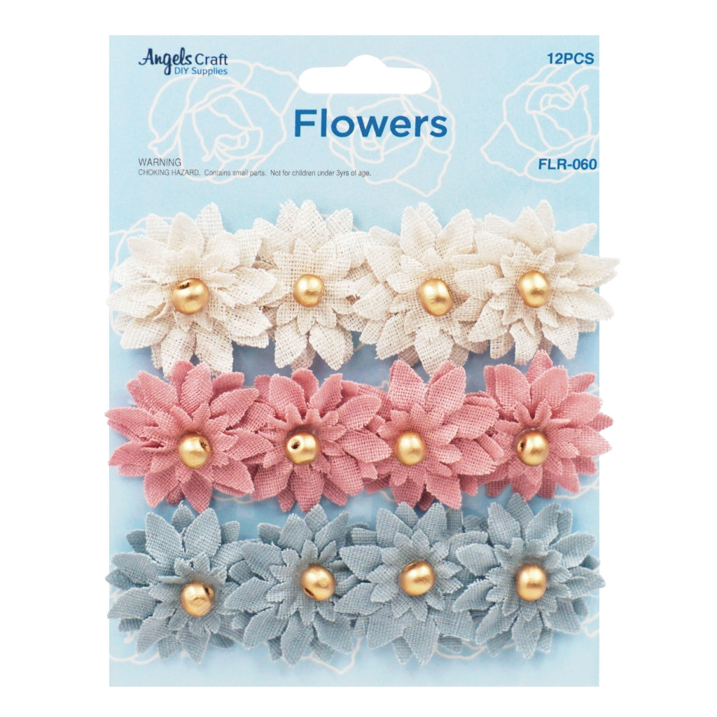 Canvas Flower Pearl Pink Creme Blue