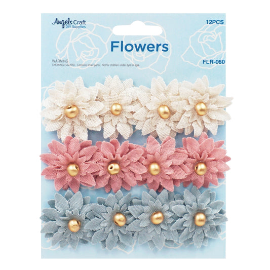 Canvas Flower Pearl Pink Creme Blue