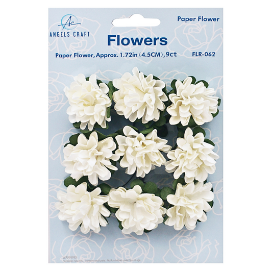 2.5" Paper Flower White 9ct