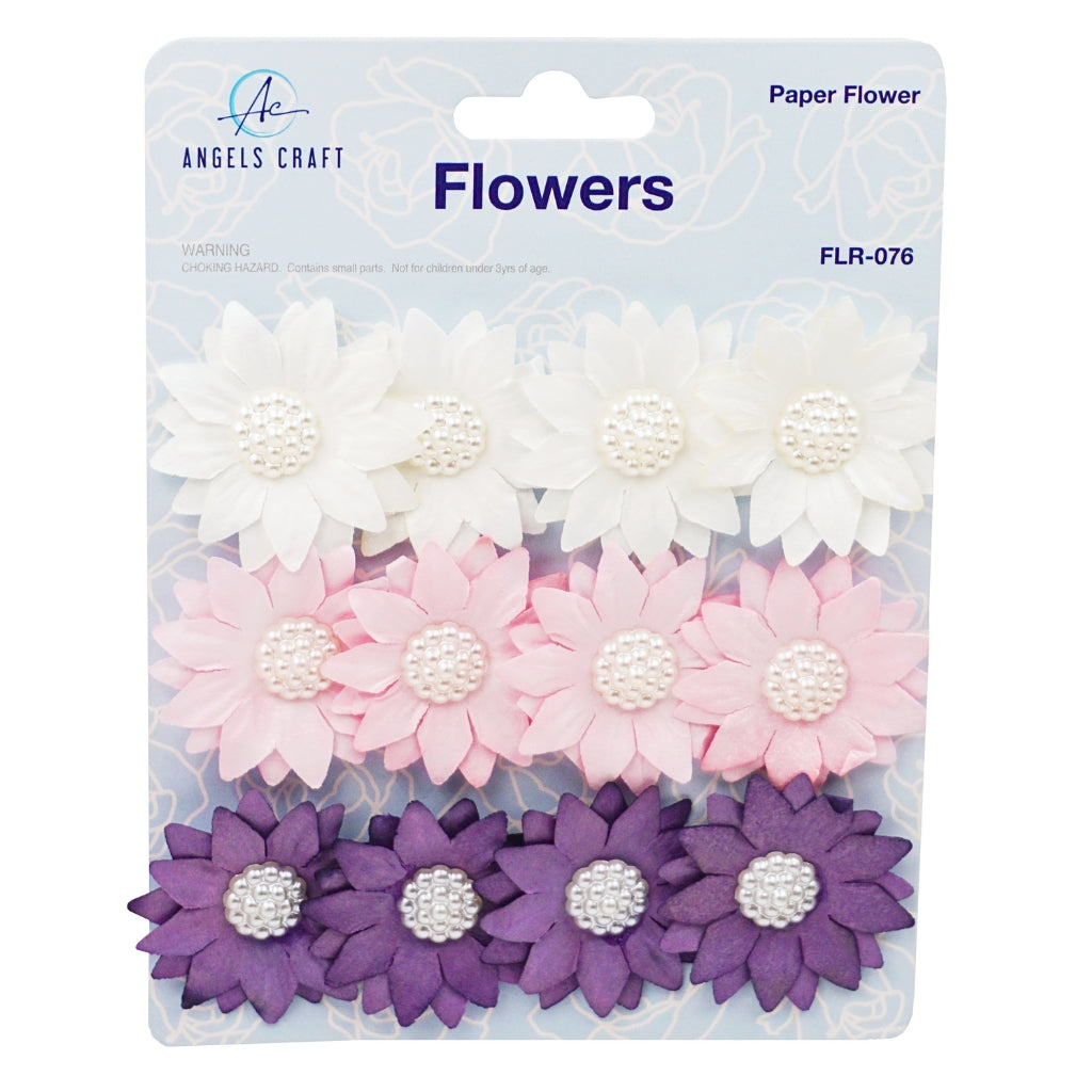 Paper Flower White Pearl -Purple/White/Pink