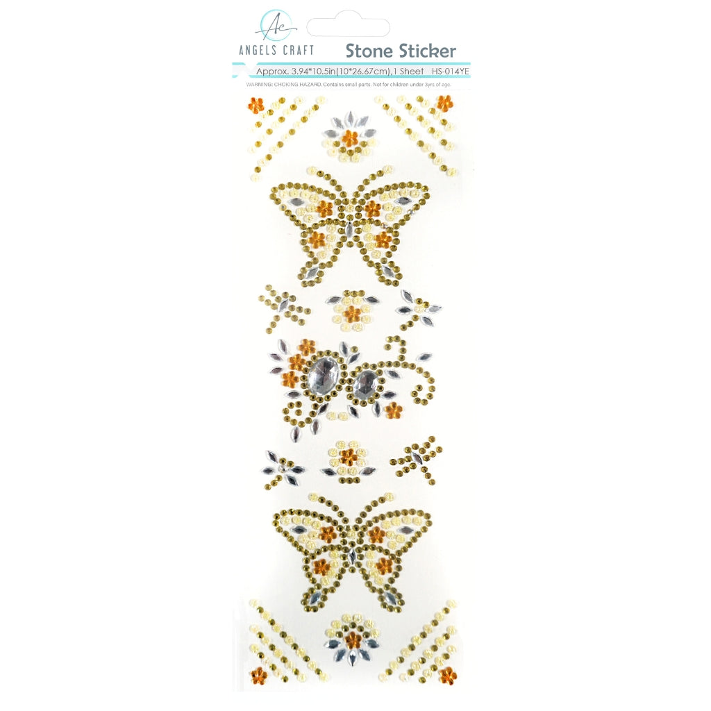Stone Sticker Butterfly Yellow