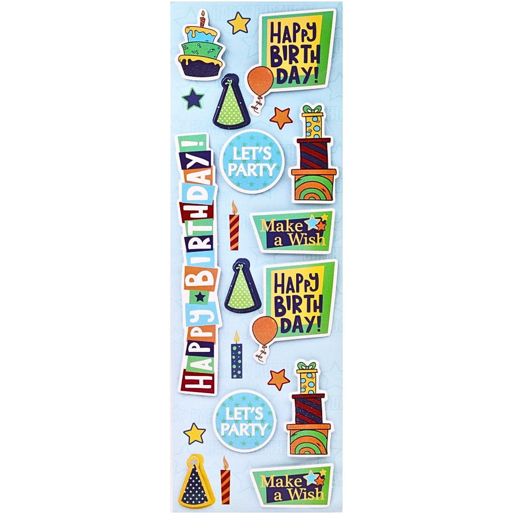 3D Sticker Happy Birthday Blue