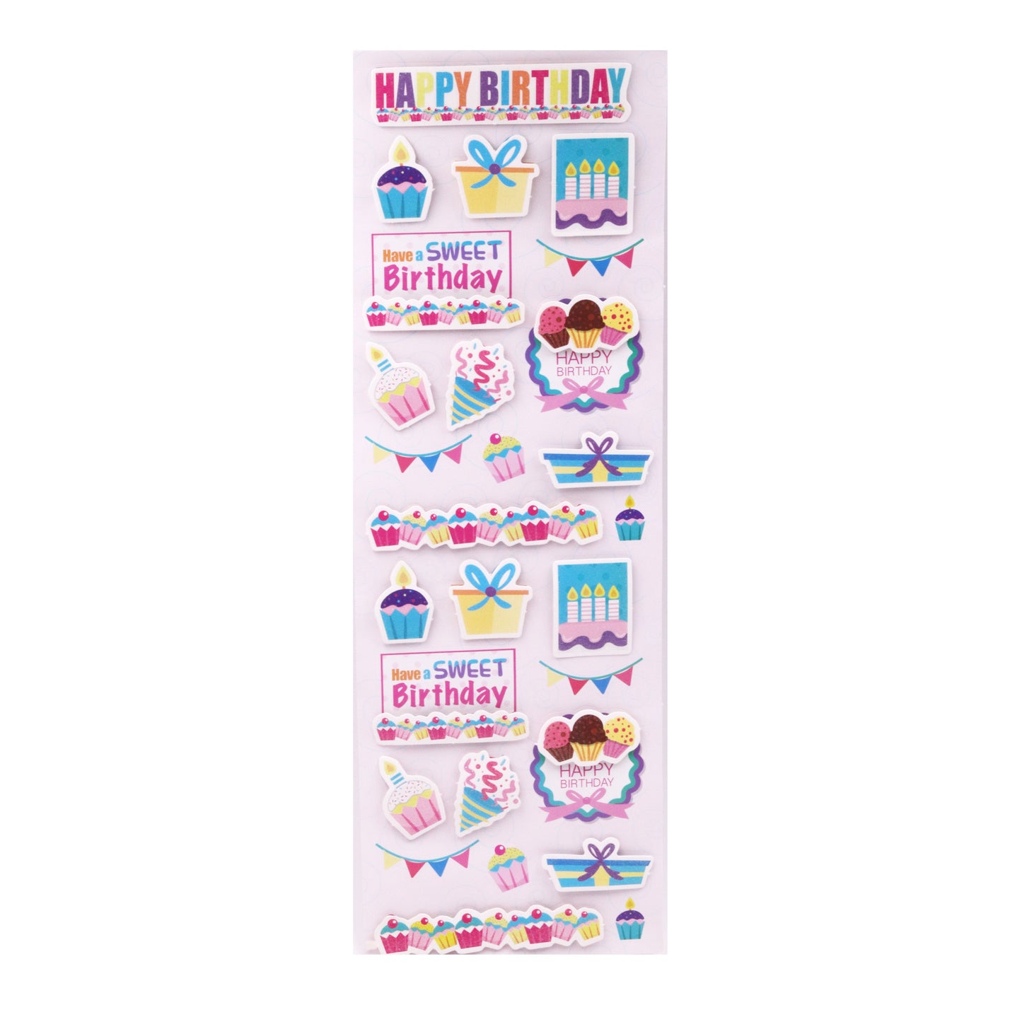 3D Sticker Happy Birthday Pink