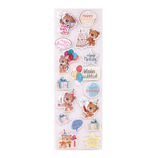 Happy Birthday 3D Sticker Bear
