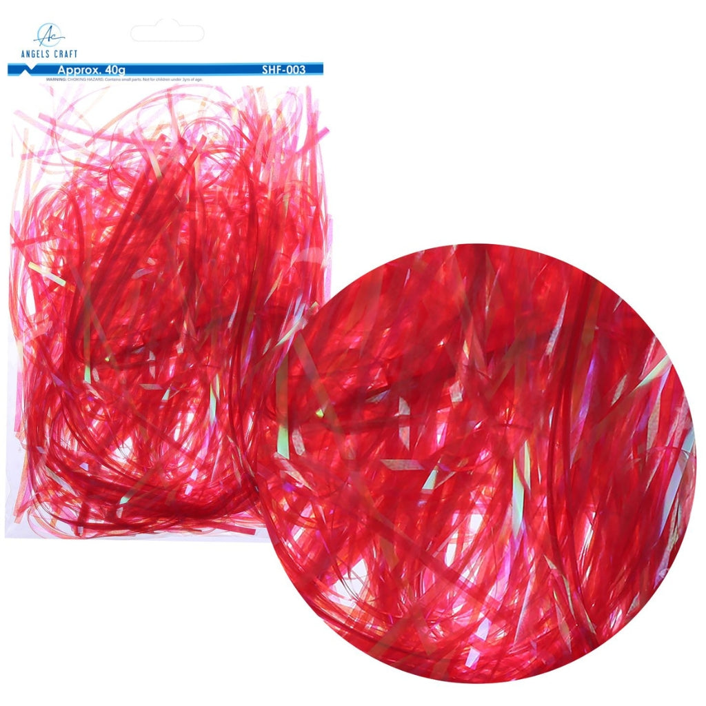Iridescent Crinkle Paper Shred Filler Red