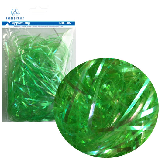 Iridescent Crinkle Paper Shred Filler Green